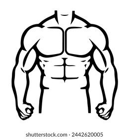 Vector outline of a muscular physique icon design.