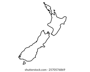 Vector outline New Zealand icon outline on white background