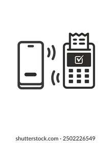Vector Outline of NFC Payments. Pos terminal confirms contactless payment from credit card.