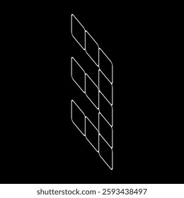 Vector outline number 3. Italic number design. This design is suitable for t-shirts, construction, architecture, sports, etc. Alphabet for kids to color.