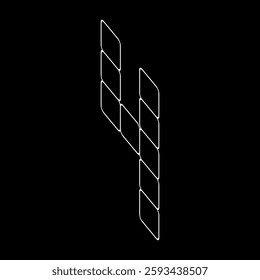 Vector outline number four. Italic number design. This design is suitable for t-shirts, construction, architecture, sports, etc. Alphabet for kids to color.