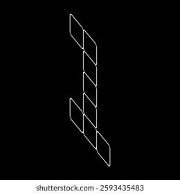 Vector outline number one. Italic number design. This design is suitable for t-shirts, construction, architecture, sports, etc. Alphabet for kids to color.