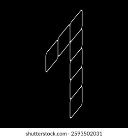 Vector outline number seven. Italic number design. This design is suitable for t-shirts, construction, architecture, sports, etc. Alphabet for kids to color.