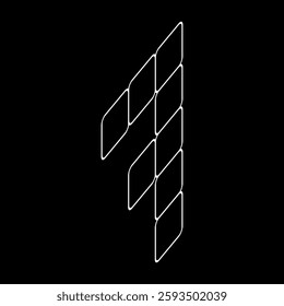Vector outline number seven. Italic number design. This design is suitable for t-shirts, construction, architecture, sports, etc. Alphabet for kids to color.