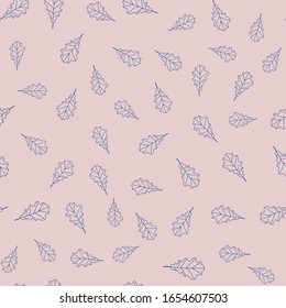 Vector outline oak leaf seamless pattern. Hand draw eco concept. Abstract nature background. Contour ornament for print cup, textile, wallpaper, banner, wrapping, web, scrapbook, cover, menu, flier