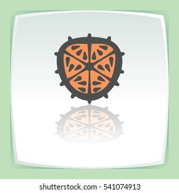 Vector outline orange slice tropical vegetable food icon on white flat square plate. Elements for mobile concepts and web apps. Modern infographic logo and pictogram.