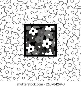 Vector outline ornament in children's style with flowers
