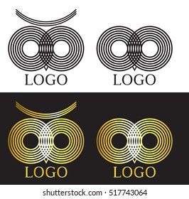 Vector outline owl logo set. Design template
