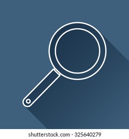 Vector outline pan icon on dark blue background with long shadow 