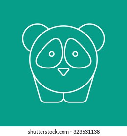 Vector outline panda icon on color background 