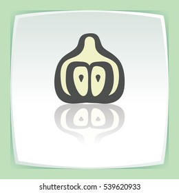 Vector outline pear fruit food icon on white flat square plate. Elements for mobile concepts and web apps. Modern infographic logo and pictogram.