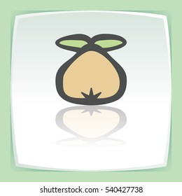Vector outline pear fruit food icon on white flat square plate. Elements for mobile concepts and web apps. Modern infographic logo and pictogram.