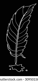 vector outline pen and ink blots isolated on black background