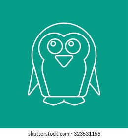 Vector outline penguin icon on color background 