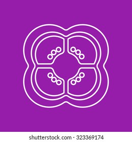 Vector outline pepper slice icon on color background 
