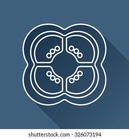 Vector outline pepper slice icon on dark blue background with long shadow 