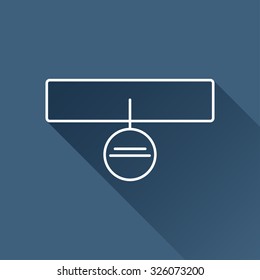 Vector outline pets collar icon on dark blue background with long shadow 