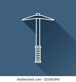 Vector outline pick icon on dark blue background with long shadow 