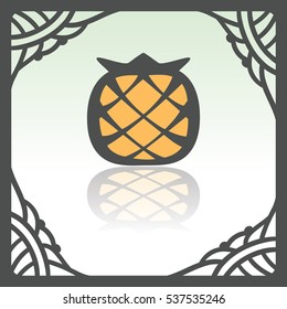 Vector outline pineapple fruit food icon in hand drawn frame. Elements for mobile concepts and web apps. Modern infographic logo and pictogram.