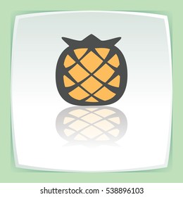 Vector outline pineapple fruit food icon on white flat square plate. Elements for mobile concepts and web apps. Modern infographic logo and pictogram.