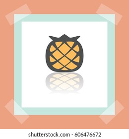 Vector outline pineapple fruit food icon on white sticker. Elements for mobile concepts and web apps. Modern infographic logo and pictogram.
