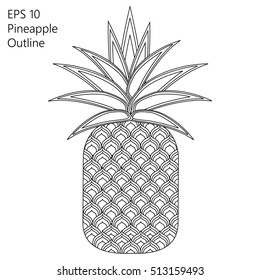 Vector outline of pineapple that is very easy to color, nothing can go wrong with this coloring page. Good for teacher and kids to learn the shape and color of pineapple.