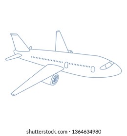 Vector Outline Plane Illustration Side View Stock Vector (Royalty Free ...