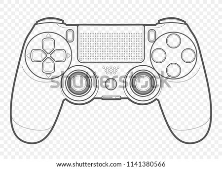 vector outline for playing video games console controller illustration with transparent background