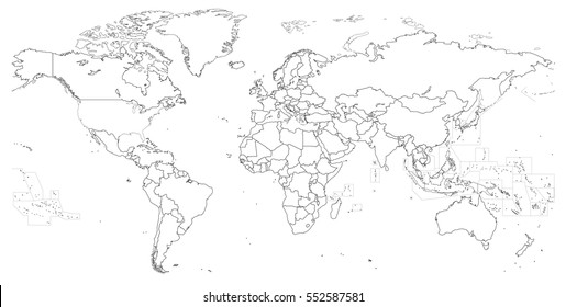 vector outline of political world map