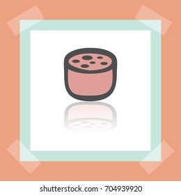 Vector outline pork, beef, mutton meat sausage cutting food icon on white sticker. Elements for mobile concepts and web apps. Modern infographic logo and pictogram.