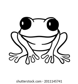 Vector outline princess frog isolated on a white background.