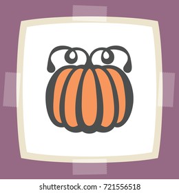 Vector outline pumpkin food icon on white sticker. Elements for mobile concepts and web apps. Modern infographic logo and pictogram.