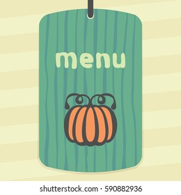 Vector outline pumpkin vegetable food icon on label with hand drawn striped background. Elements for mobile concepts and web apps. Modern infographic logo and pictogram.