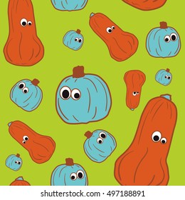 Vector outline pumpkins seamless pattern. Pumpkin patch background. Can be used for wallpaper, pattern fills, web page background