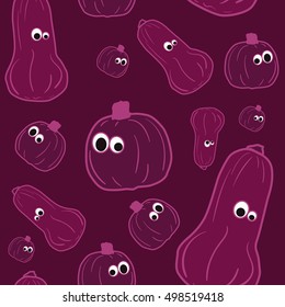 Vector outline pumpkins seamless pattern. Pumpkin patch background. illustration on a Halloween theme