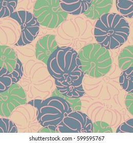 Vector outline pumpkins seamless pattern. Pumpkin patch background. illustration on a Halloween theme