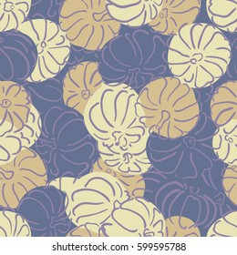 Vector outline pumpkins seamless pattern. Pumpkin patch background. illustration on a Halloween theme