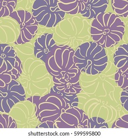 Vector outline pumpkins seamless pattern. Pumpkin patch background. illustration on a Halloween theme