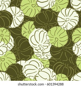 Vector outline pumpkins seamless pattern. Pumpkin patch background. illustration on a Halloween theme