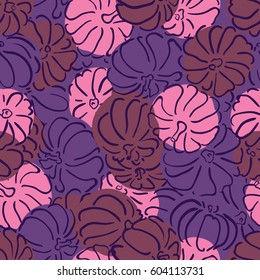 Vector outline pumpkins seamless pattern. Pumpkin patch background. illustration on a Halloween theme