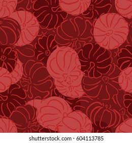 Vector outline pumpkins seamless pattern. Pumpkin patch background. illustration on a Halloween theme