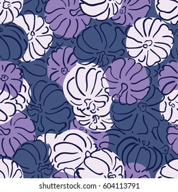 Vector outline pumpkins seamless pattern. Pumpkin patch background. illustration on a Halloween theme