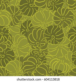 Vector outline pumpkins seamless pattern. Pumpkin patch background. illustration on a Halloween theme