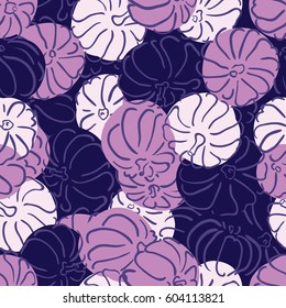 Vector outline pumpkins seamless pattern. Pumpkin patch background. illustration on a Halloween theme
