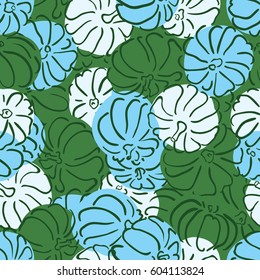 Vector outline pumpkins seamless pattern. Pumpkin patch background. illustration on a Halloween theme