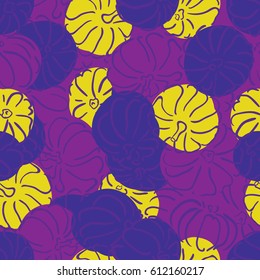 Vector outline pumpkins seamless pattern. Pumpkin patch background. illustration on a Halloween theme