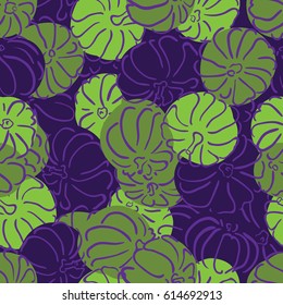Vector outline pumpkins seamless pattern. Pumpkin patch background. illustration on a Halloween theme