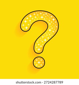 Vector Outline Question Marks With Sparkling Stars Background