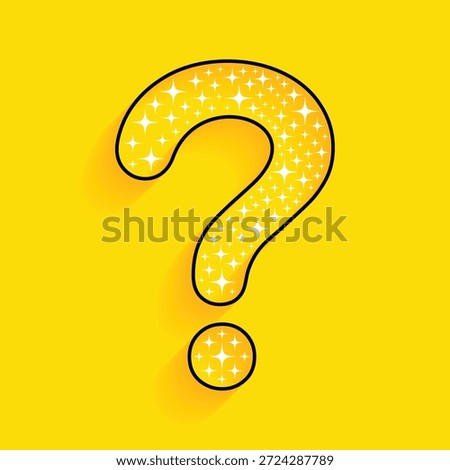 Vector Outline Question Marks With Sparkling Stars Background