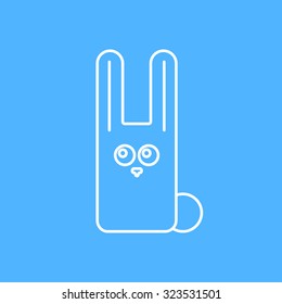 Vector outline rabbit icon on color background 